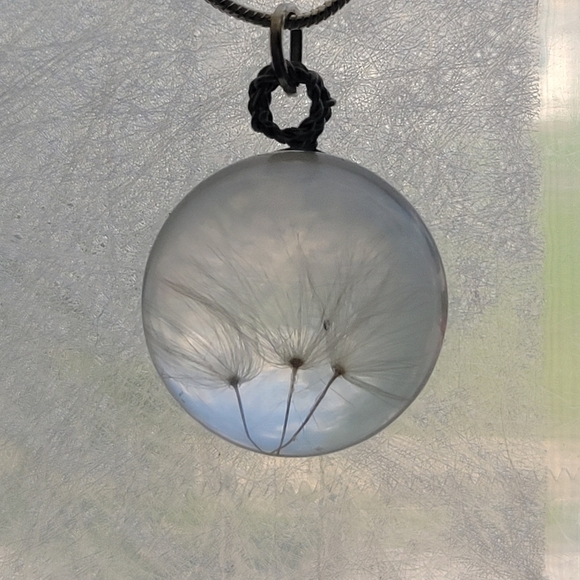 New Dandelion Seed In Glass Wire Wrapped Necklace 18 inch With Chain Extension - Picture 8 of 10